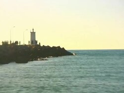 Tourists and Lighthouse Stock Footage