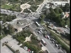 Aerial shots of site of Jerusalem bus bomb blast News Clip