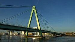 Severin Bridge and Rhine River, Cologne, North Rhine-Westphalia, Germany Stock Footage