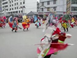 MS PAN Villagers dressed as ancient figures attend parade during shehuo celebrations, Shehuo is traditional festive folk celebration during chinese spring festival  AUDIO  / xi'an, shaanxi, china Stock Footage