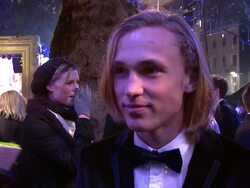 INTERVIEW William Moseley on meeting the Queen, less screen time, enjoying the process at the The Chronicles of Narnia: Voyage of the Dawn Treader 2010 Royal Film Performance World Premiere at London England. (Footage by WireImage Video/GettyImages) Stock Footage