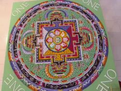 CU ZO Monk giving finishing touch to mandala / Kathmandu, Central, Nepal Stock Footage