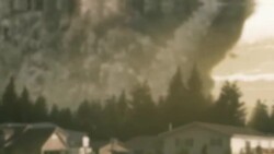 A cloud of volcano ash and debris overtakes a neighborhood. Stock Footage