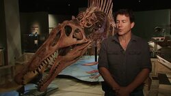 Scientists announced new findings about the first ever non-bird dinosaur that could have lived much of its time in the water. National Geographic created a life-size 50-foot model of the prehistoric creature. (Sept. 11) News Clip