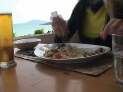 Italian food: mediterranean spaghetti Stock Footage