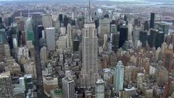 Aerial approach to New York's second tallest building, the Empire State Building. Stock Footage