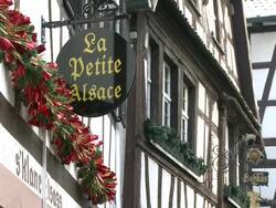 MS  Signboard of restaurant / Strasbourg, Alsace, France Stock Footage