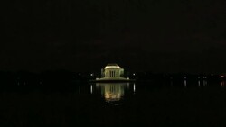 Lightning Iluminates Sky Over Jefferson Memorial Stock Footage