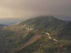 WS AERIAL View of Mt Mitchell State Park & Blue Ridge Parkway / North Carolina, United States Stock Footage