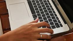 Close-up of woman hands typing on Laptop Stock Footage