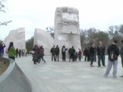 Tourists visit Martin Luther King Memorial in Washington DC Stock Footage