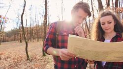Happy hipster couple on an adventure Stock Footage