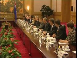 WRAP Australian PM meeting Wen,  Rudd presser News Clip