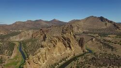 Aerial Oregon Smith Rock State Park Stock Footage