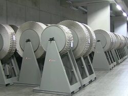 MS Newspaper stand at newspaper printing office / Russelheim, Hesse, Germany Stock Footage