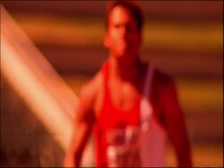 MS athlete running to camera, dipping to finish, high speed, Australia Stock Footage