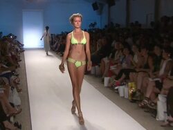 Models walk the runway during the Mara Hoffman swimwear 2012 show Stock Footage