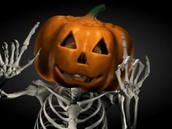 (Loop) Halloween, Skeleton with Pumpkin Head Stock Footage