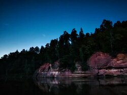 Katrina cliff at night Stock Footage