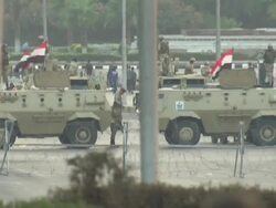 Egyptian Army on streets keeping peace News Clip