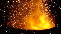 Fiery Grill with Sparks and Flames Stock Footage