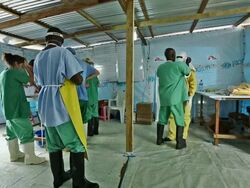 Ebola Case Management Facility ELWA 3 In Monrovia Stock Footage