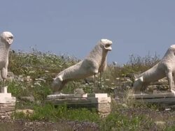 Delos, Lions of the Naxians, Cyclades, Greece Stock Footage