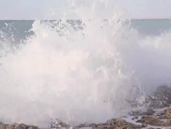 waves crashing in the spray Stock Footage