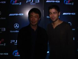 Adrian Grenier (right) at the Mercedes-Benz Exclusive Preview Of The 2011 SLS AMG In Grand Turismo 5 at Los Angeles CA. (Footage by WireImage Video/GettyImages) Stock Footage