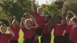 Team of soccer players celebrating Stock Footage