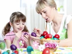 HD: Family Decorating Easter Eggs Stock Footage