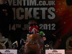 Dereck Chisora at David Haye vs Dereck Chisora: Press Conference on July 11, 2012 in London, England (Footage by WireImage Video/Getty Images) Stock Footage