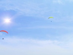 Paragliders in Clouds Stock Footage