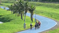 Group of people cycling Bicycle in bicycle lane Stock Footage