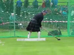 MS Man throwing Hammer at braemar royal highland games / Braemar, Aberdeenshire, Scotland Stock Footage