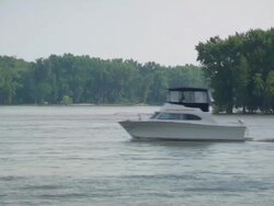 MS Boat floating in Mississippi river / St Louis, Missouri, United States  Stock Footage