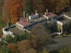 WS AERIAL ZI Shot of Springwood Home surrounded by tree / New York, United States Stock Footage