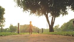 HD : Baby Girls is walking in the park Stock Footage