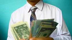 businessman hand hold banknote, US dollar Stock Footage