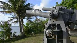 Guam USA Territory War In The Pacific park with Japanese 20 cm guns Stock Footage