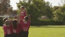Team of soccer players celebrating Stock Footage