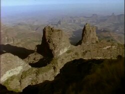 WA High angle, pan left across Simian mountain range, Ethiopia, Africa Stock Footage