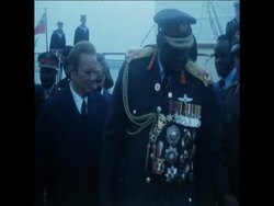 SYND 21 4 76 UGANDAN PRESIDENT IDI AMIN GREETED BY TITO News Clip