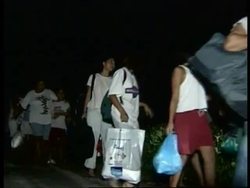 Nightshots of volcanic eruptions and evacuees News Clip