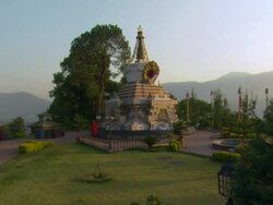 WS Kopan monastery monks drifting through pathway / Kathmandu, Central, Nepal Stock Footage