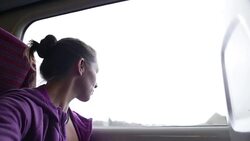 Solo Woman Traveler on Train Stock Footage