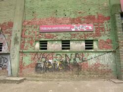 "MS Graffiti work on wall at Estadio Centenario Stadium / Montevideo, Uruguay" Stock Footage