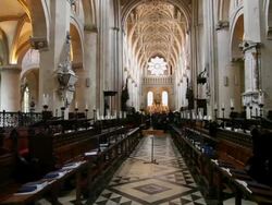 Interior looking towards the high altar, Christ Church Cathedral, Oxford Stock Footage