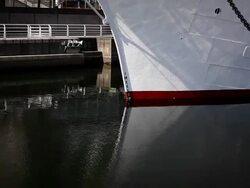 Water Reflection on Sailing Ship's Hull Stock Footage