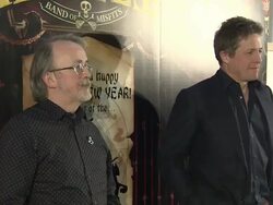 Hugh Grant, Peter Lord at The Pirates! Band of Mis Stock Footage